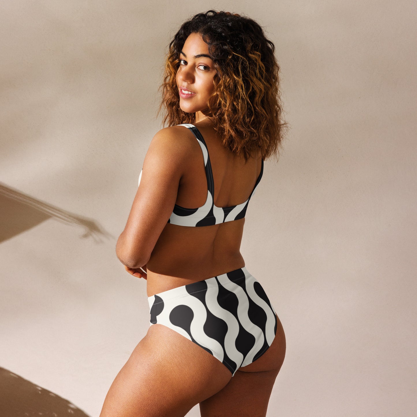 Geometric print recycled high-waisted bikini