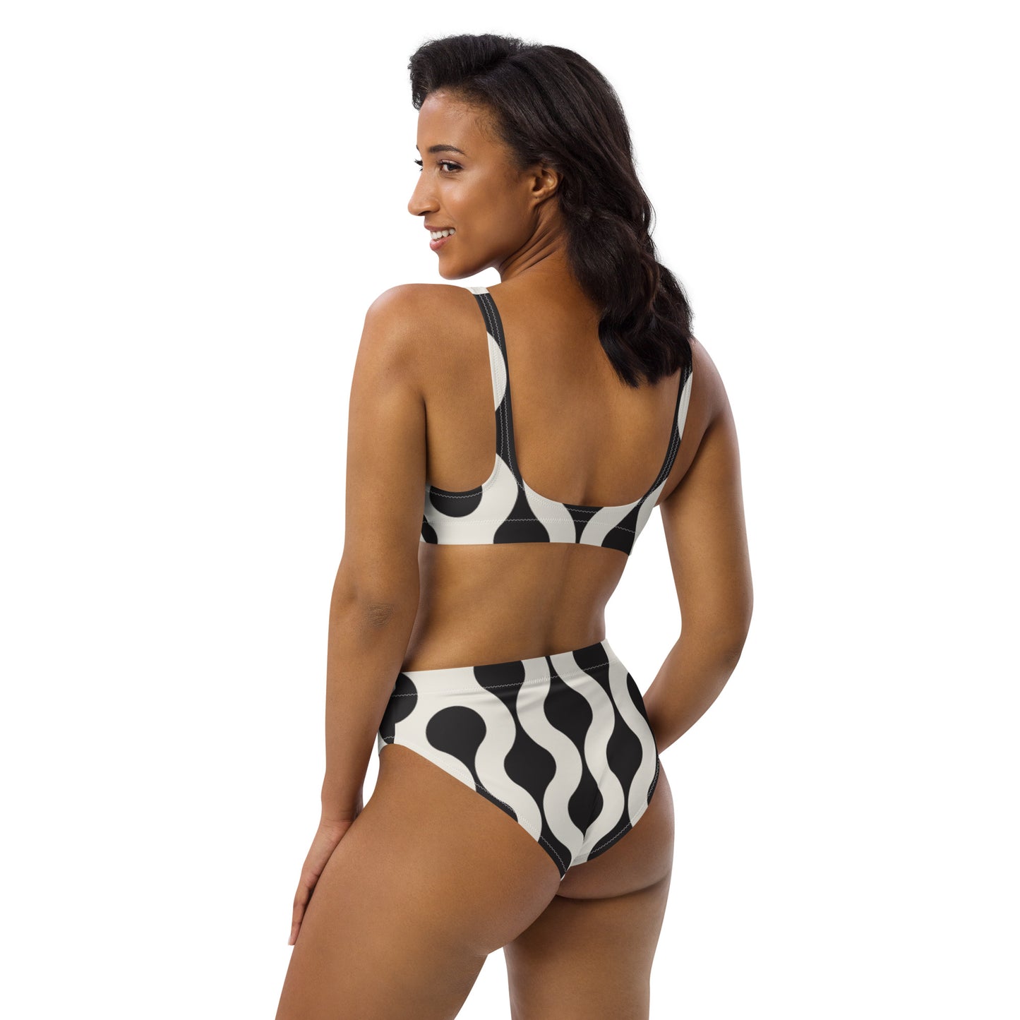 Geometric print recycled high-waisted bikini