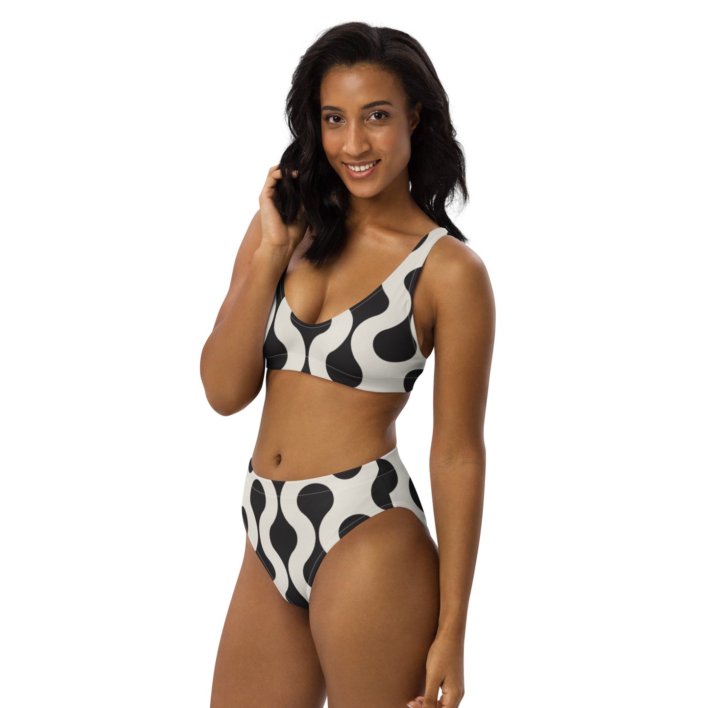 Geometric print recycled high-waisted bikini
