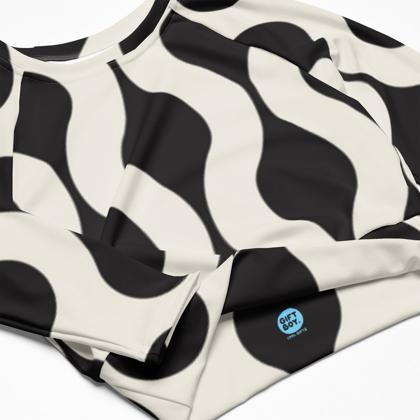 Geometric recycled long-sleeve crop top