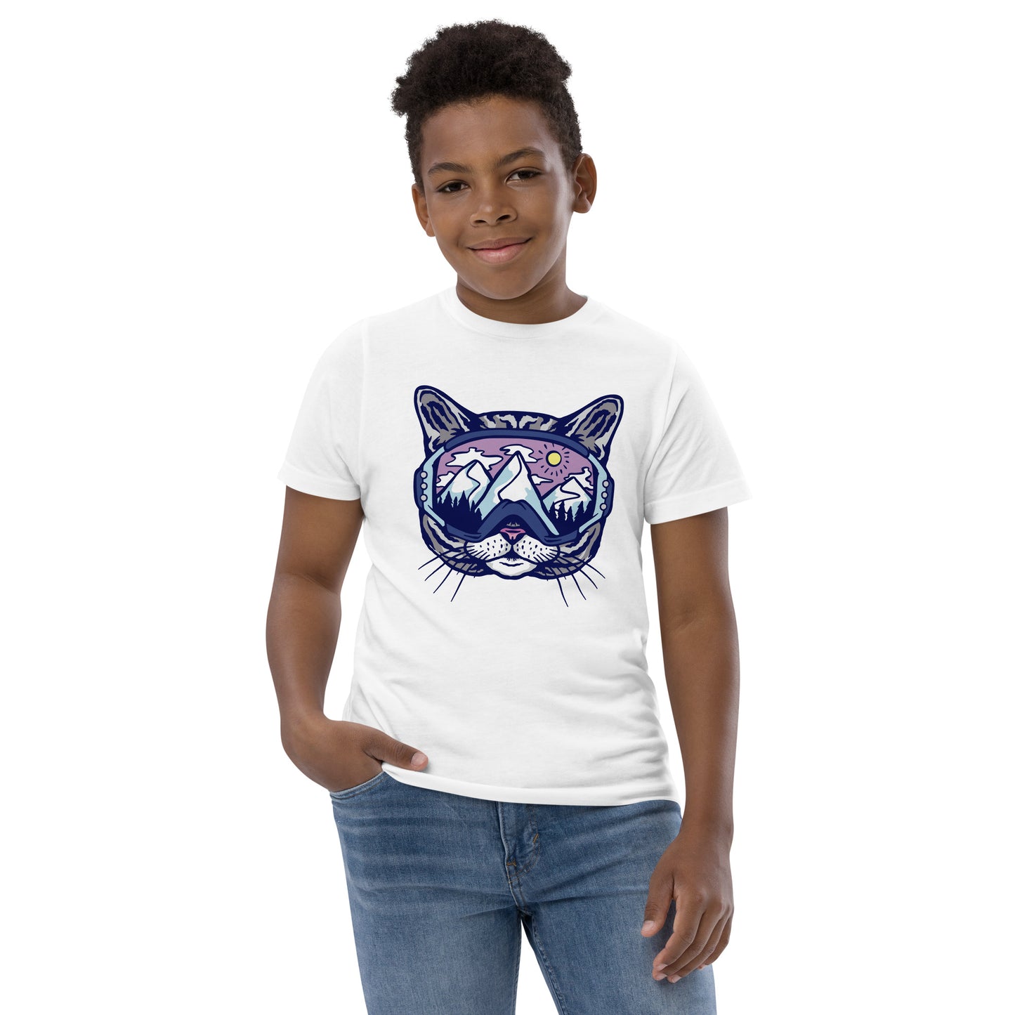 Snowboard cat Youth jersey t-shirt