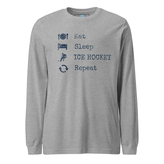 Eat Sleep Hockey Repeat Long Sleeve Tee